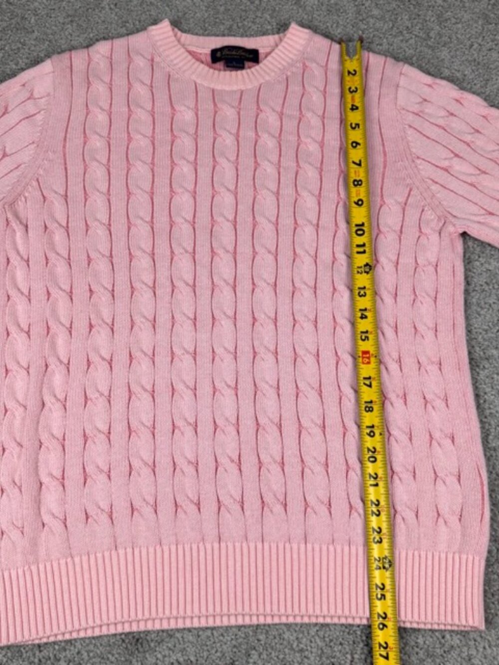 Brooks Brothers Cable Knit Sweater Women’s Large Pink Cotton Crewneck Soft - Picture 5 of 10